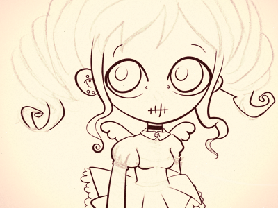 WIP - Chibi ink illustration lines wip