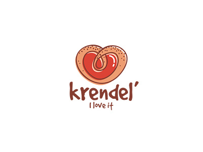 Krendel 13mu bakery cafe heart logo love pretzel tasty