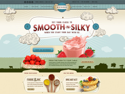 Sliky Smooth clouds food heaven meal delivery retro ui website