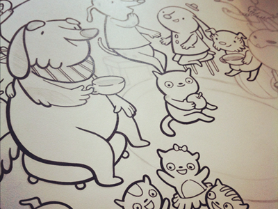 Charlie Linework in Progress cat childrens illustration dog drawing illustration lines