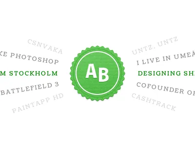 Personal website. designer green mock peek portfolio ribbon seal syrligt up web website white