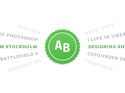 Personal website. designer green mock peek portfolio ribbon seal syrligt up web website white