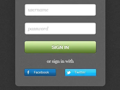 Sign in using Social Media facebook twitter ui
