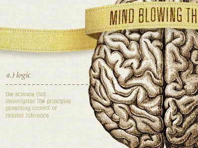 Redesign brain brown engraving retro ribbon vintage web website