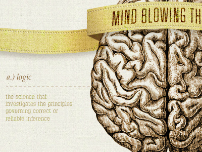 Redesign brain brown engraving retro ribbon vintage web website