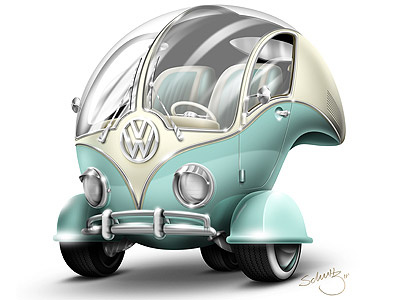 VolksWagen Bubble! automotive car draw drawing illustration old pencil sketch texture vehicle vw