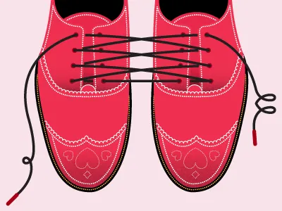 Tangled up brogues footwear hearts holidays illustration occasions pink red shoes tangled up valentines