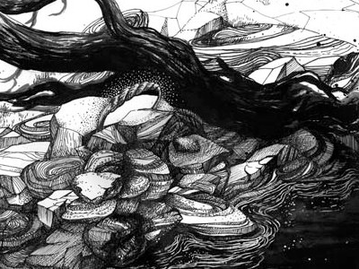 A new zine project with www.three06.com crosshatching drawing ink ring rocks stones wash