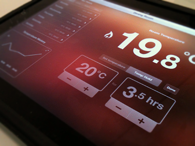 Thing for a secret iPad thing app dash dashboard flat graph grid heating interface ios ipad list numbers table temperature thermostat ui