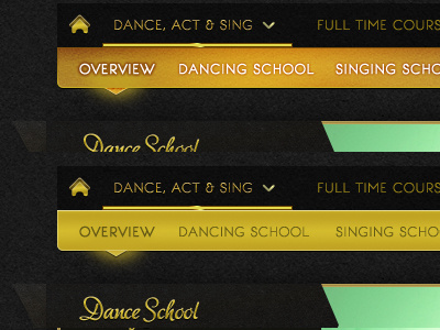 Submenu Redesign gold menu shadow texture web design