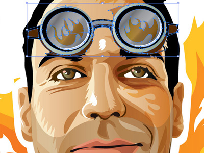 "...please add goggles" fire goggles man portrait vector