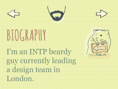 Self-indulgent beard-based mobile navigation beard beardy hamsters illustration nav personal portfolio responsive responsive design twitter feed ui