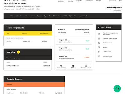 Bancolombia Bank Design bank bank design dashboard ui ux virtual branch website