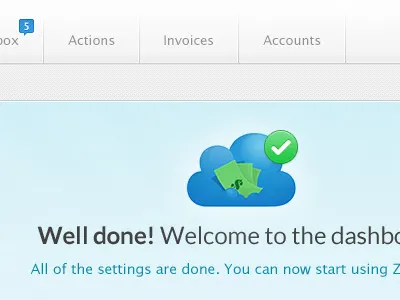 Wizard Dashboard actions app blue checkmark cloud complete dashboard invoice user interface web zencash