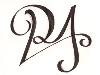 Playful calligraphic type for self branding 'PA' branding calligraphy lettering self promotion type typography