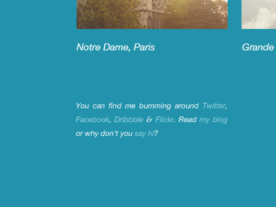 Portfolio blog dribbble facebook flickr footer ijsthee notre dame paris portfolio twitter