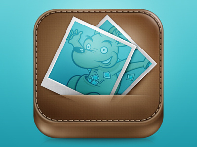 GrooFoto App 3d depth illustration kangaroo mascot photo polaroid pouch reflection stitching