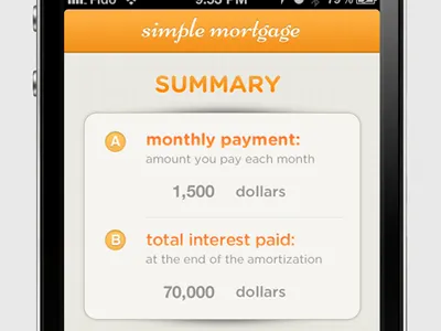 Simple Mortgage app bank design events interface iphone loan money mortgage ui user