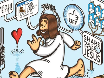 Jesus 2.0 #2 christ funny god illustration jesus lorenzo milito social network vector
