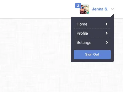 User Nav dropdown nav ui user