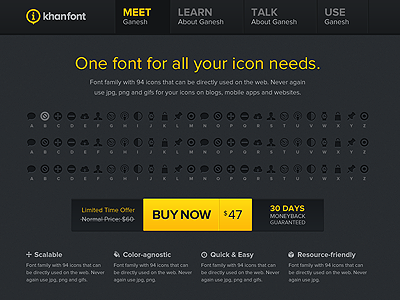 iKhanFont grey layout ui website yellow