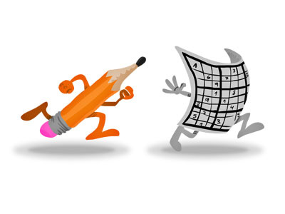 Sudoku cartoon games illustration logo mascot pen sudoku