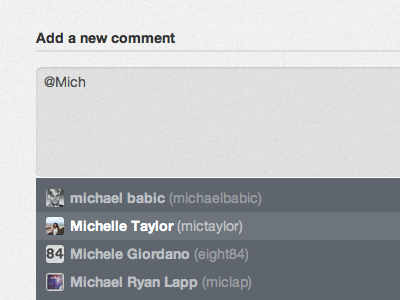 Don't mention it autocomplete comments dribbble mentions menu