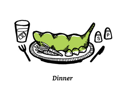 Well Vegan Dinner illustration mmmm food