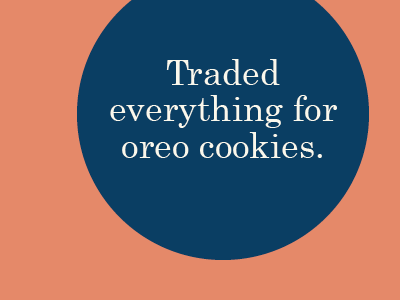 Oh oh oreos... blue calendar graphic oreos salmon typography white