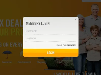 Members Login Popup design interface login members minimal popup ui web design