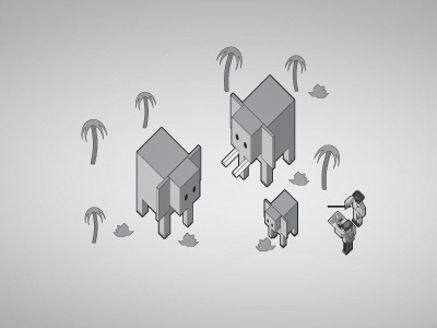 Elephant Family africa baby elephant elephant family explorers isometric palm tree tusks