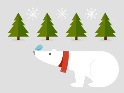 Holiday Illustrations bird christmas holiday illustration polar bear simple snow tree winter