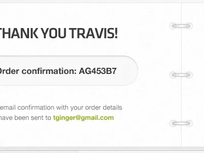 Thank You Travis binder confirmation notebook order paper receipt spiral thank you