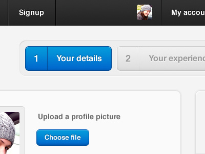 Profile 2 button ui user interface web web design