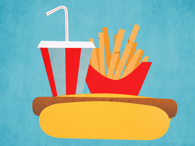 Dog, Drank & Fries drink fastfood fries guilty hotdog illustration pleasure