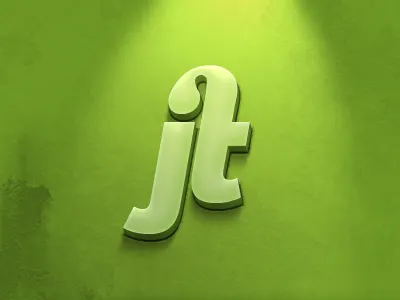 Initials Logo 3d green grunge identity lighting logo typography