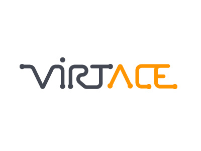 Virtace logo progress black corporate logo design orange typography