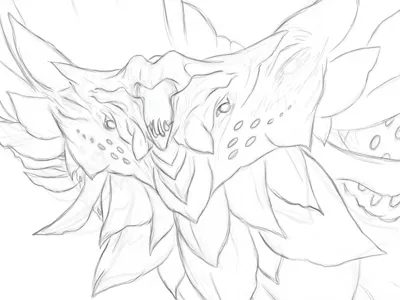 Lotus alien color creature design flower lotus monster plant