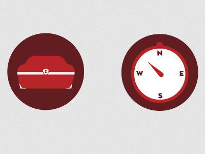 Raise2Give icons chest compass icons illustration lost maroon raise2give red treasure hunt white