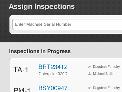 Assign dashboard form search ui web