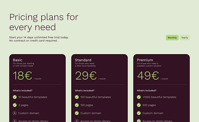 Pricing model branding cards comparison design plan pricing table ui ux