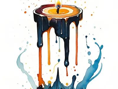 Abstract Candle abstract abstract art candle drip dripping flame illustration melting watercolor wax