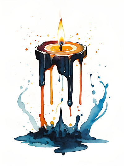 Abstract Candle abstract abstract art candle drip dripping flame illustration melting watercolor wax