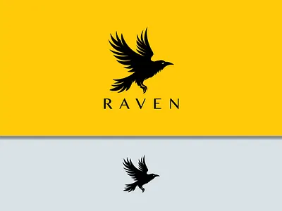 Raven Logo agency alcon logo america bird black eagle company flight fly flying freedom graphic design hawk logo outdoor raven raven for sale ui ux wing wing logo wings