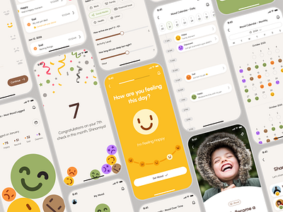 freud v2: AI Mental Health Companion App - Mood Tracker Overview ai mental health app ai therapy app clean emotion app figma ui kit green mental health app mental health chatbot mental health companion mental health ui kit mindful assistant app mindfulness app minimal mobile app modern mood app mood calendar mood check in mood tracker app mood ui