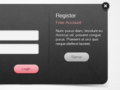 Dark Login Dribbble buttons dark download form free freebie grunge login photoshop psd signup