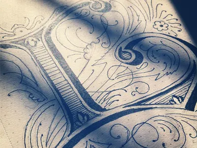 Sketch of the "L" alphabet competition design dropcap filigree illustration l lettering typefight typography