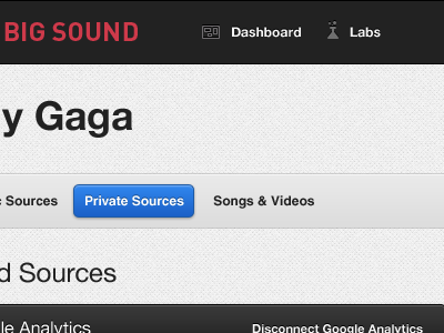 Big Sound blue dashboard data manager gaga header iconsweets labs nbs next big sound play tabs