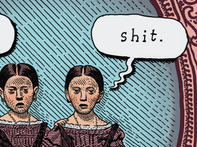 Good Shit Twins antique drawing good shit ink pen portrait twins