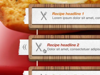 Recipe list food hover list paper recipes texture wood